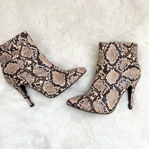 Streetwear Society Snake Print Heeled Booties